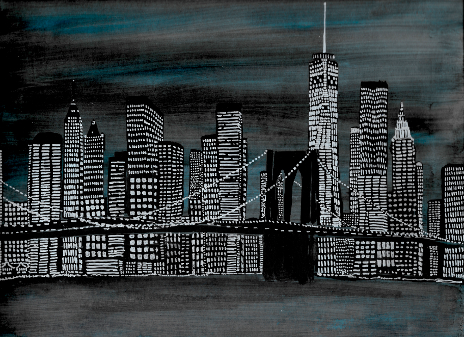 Brooklyn Bridge 2020 Watercolor, ink and acrylic on paper 9 x 12”